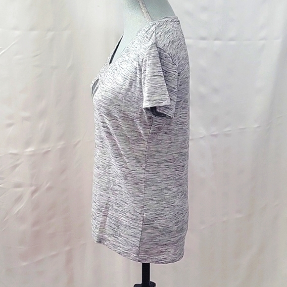 Disney Mickey Mouse Women's Fitted V-neck Gray Short Sleeve T-shirt, Size: M - Picture 2 of 7